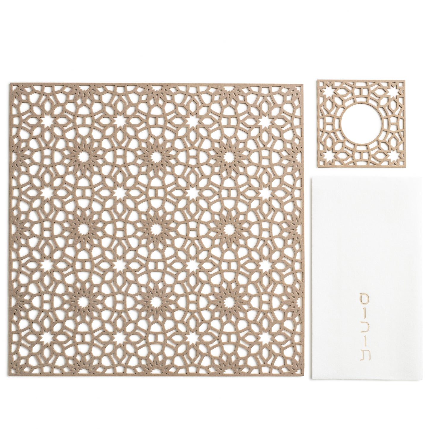 Velvet Lattice Set - Taupe