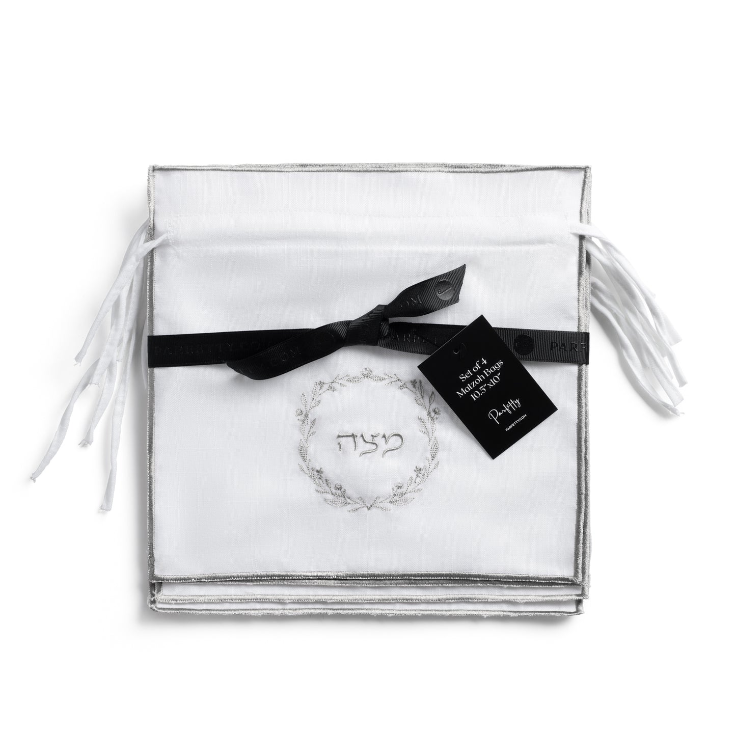 Classic Embroidered Matzoh Bag - Silver