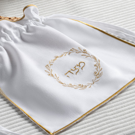 Classic Embroidered Matzoh Bag - Gold