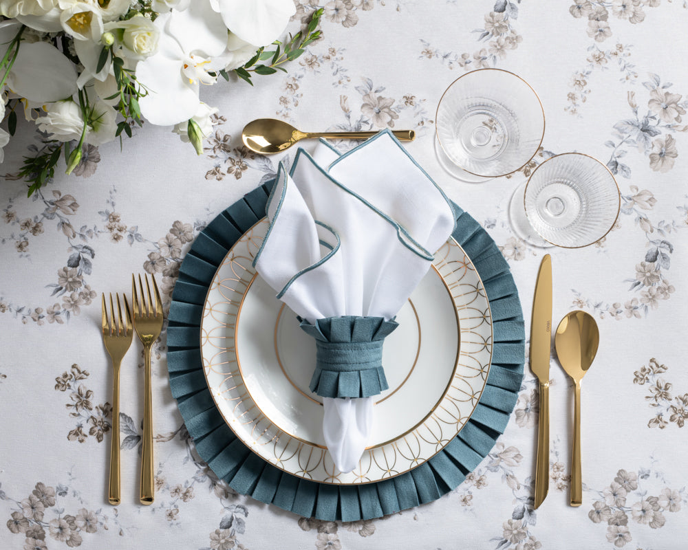 Velvet Pleated Chargers - Dusty Blue
