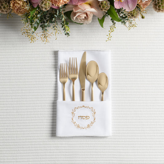 Classic Embroidered Napkin - Gold
