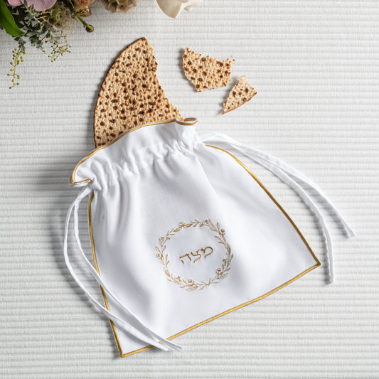 Classic Embroidered Matzoh Bag - Gold