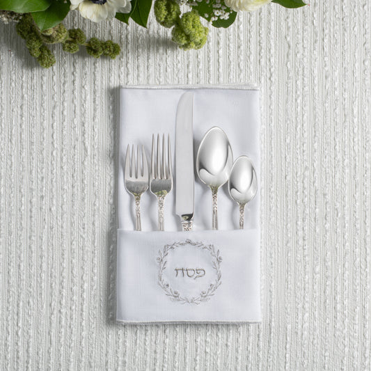 Classic Embroidered Napkin - Silver