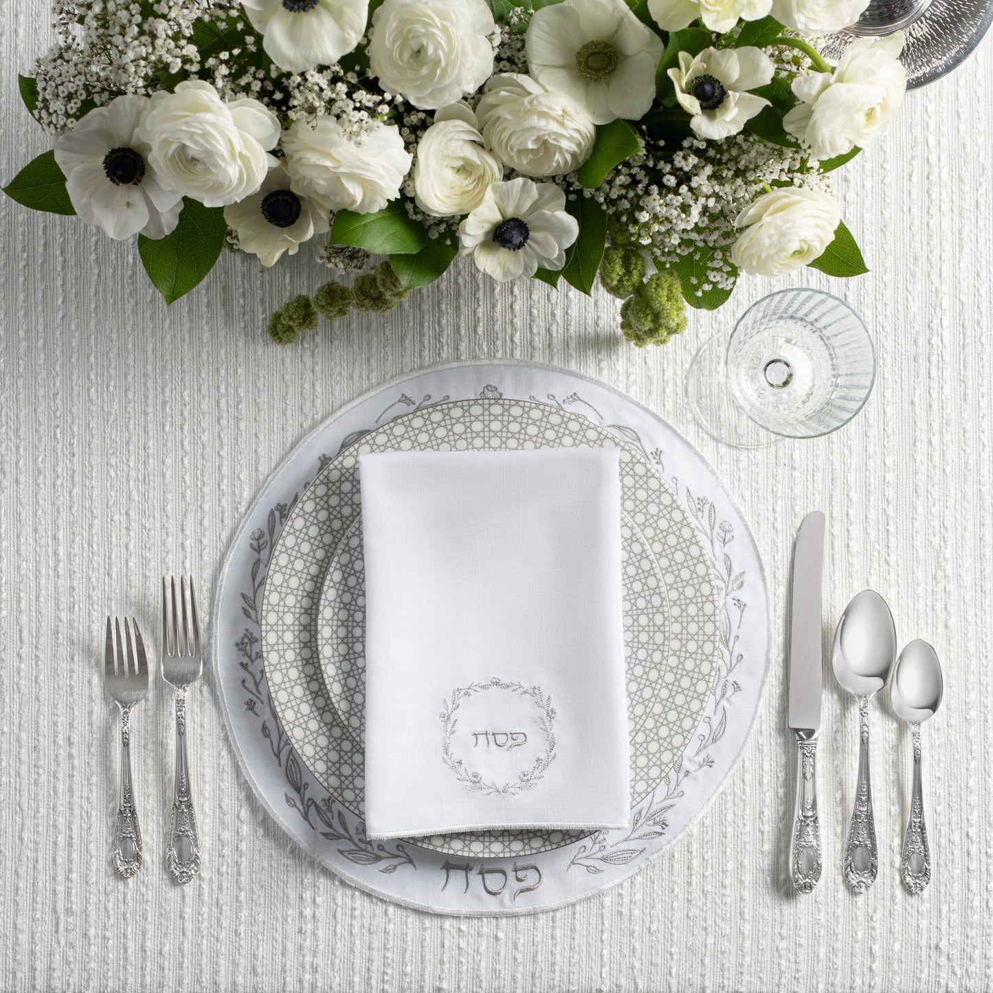 Classic Embroidered Set - Silver