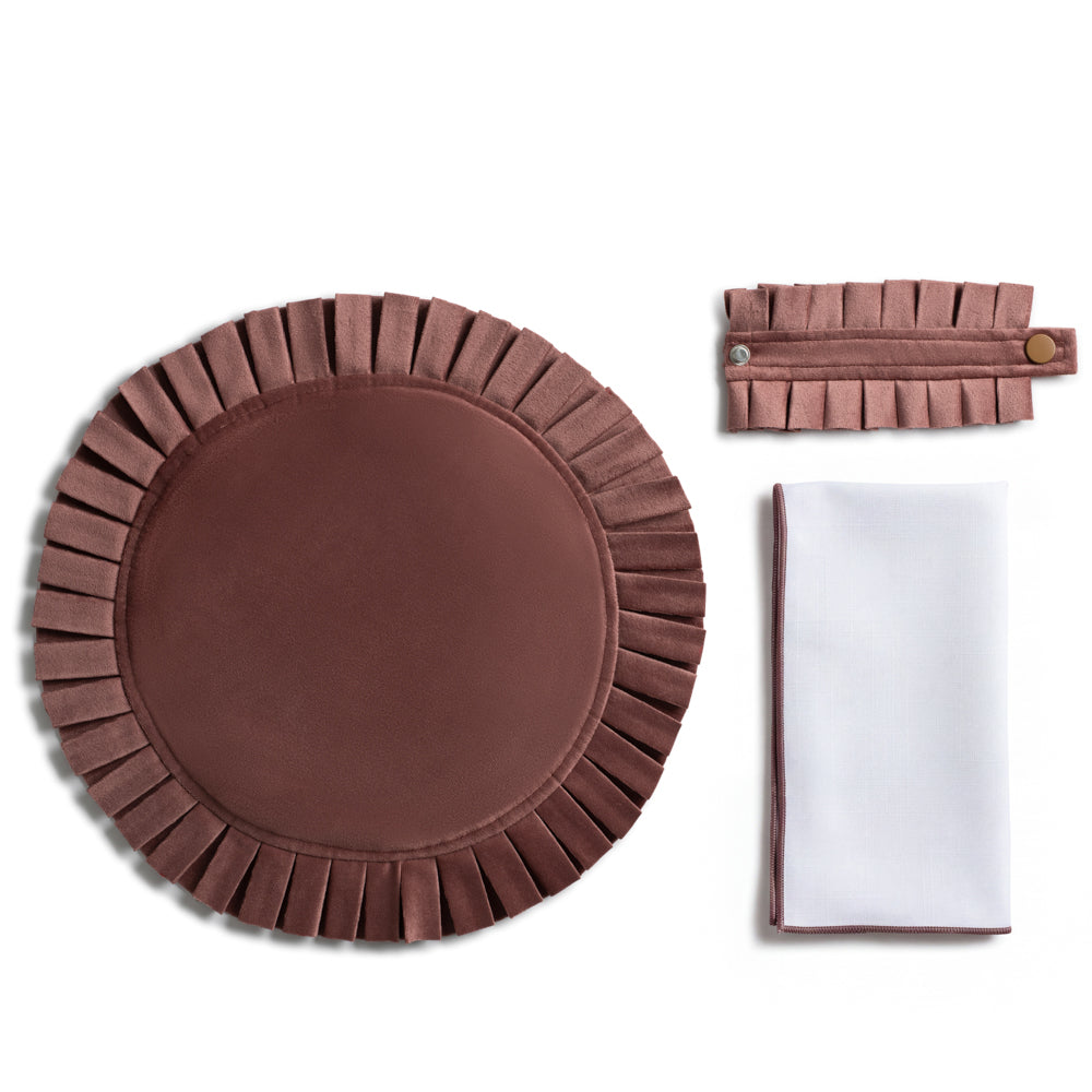 Velvet Pleated Set - Mauve