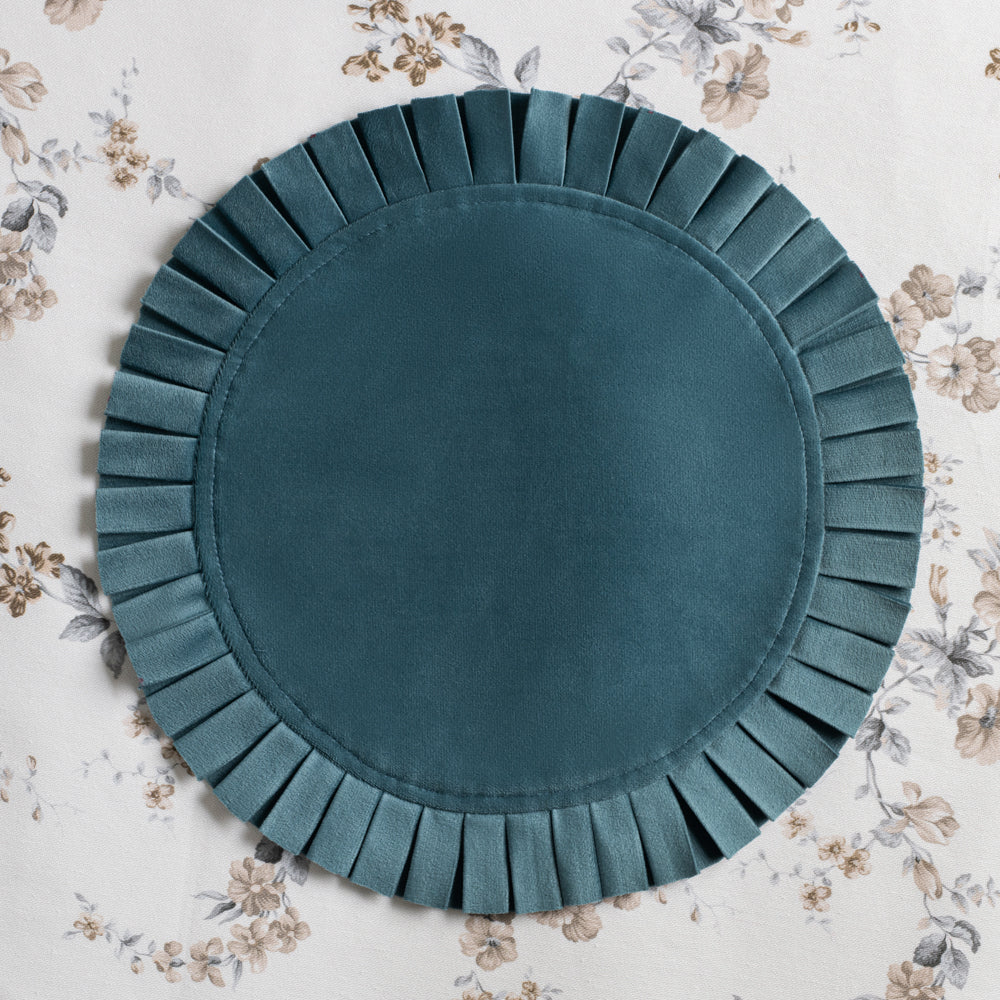 Velvet Pleated Chargers - Dusty Blue
