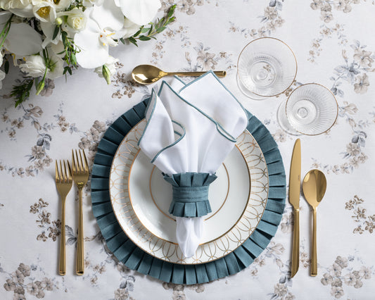Velvet Pleated Napkin Ring - Dusty Blue