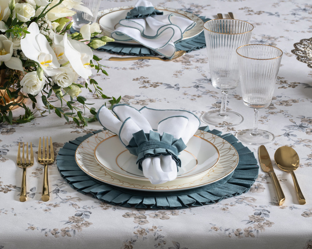 Velvet Pleated Set - Dusty Blue