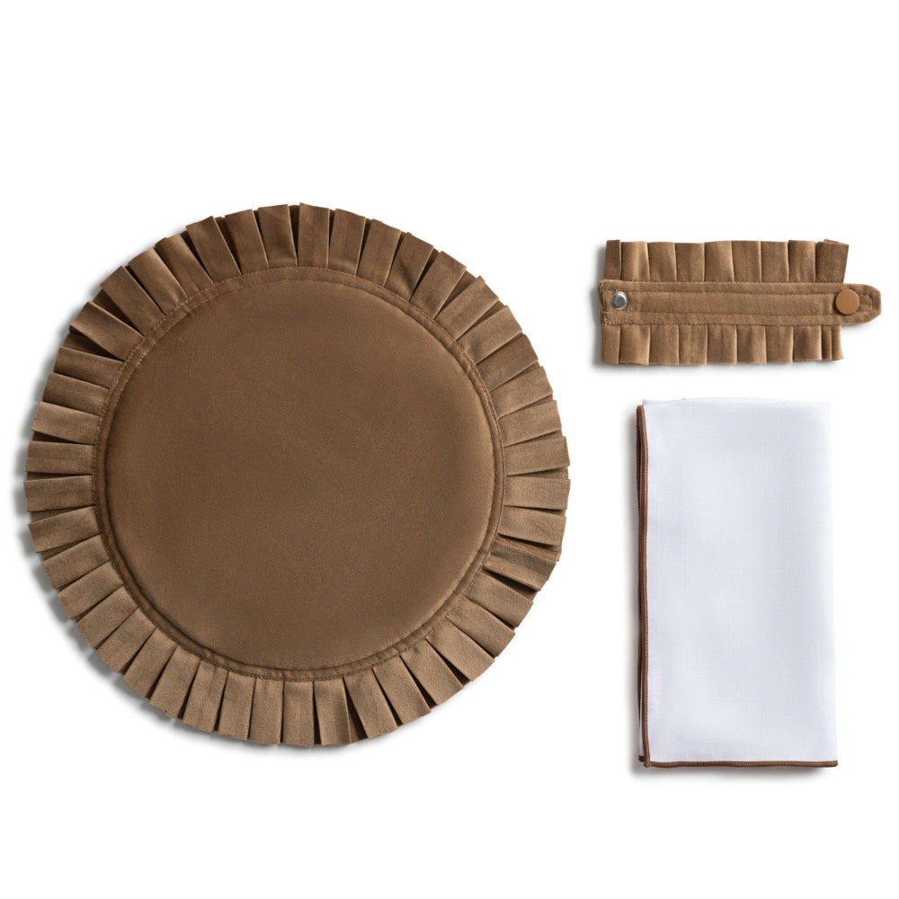 Velvet Pleated Set - Taupe