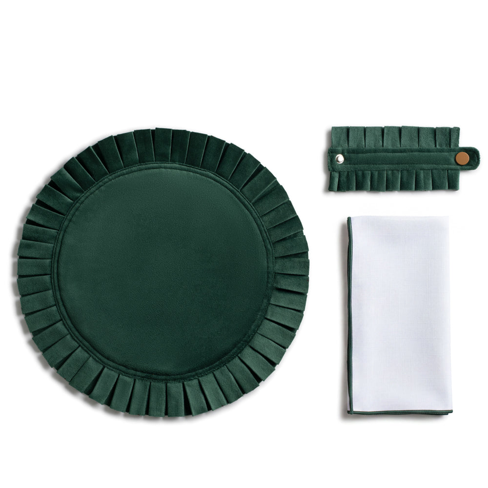 Velvet Pleated Set - Hunter
